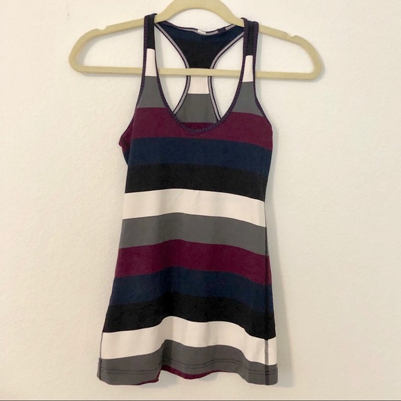 Lululemon Cool Racerback Tank Top Pow Stripe Plum - Picture 5 of 8